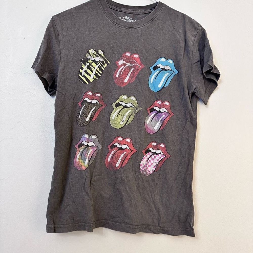The Rolling Stones Women's Graphic T-Shirt Multi Tongue Short Sleeve Gray Size X